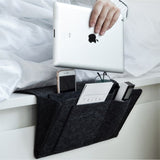 Bedside Pocket Storage Bag Caddy Hanging Organizer Sofa Side Hanging Bag -Black