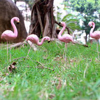 Set of 4Pcs Small Pink Flamingo Statue Landscape Decoration Set Yard Ornament Stakes