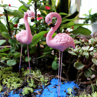 Set of 4Pcs Small Pink Flamingo Statue Landscape Decoration Set Yard Ornament Stakes