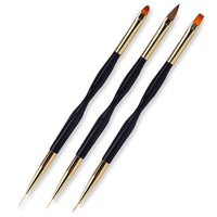 Set of 3Pcs Dual End Nail Art Brushes Nail Drawing Pen Gel Nails Painting Pen Nail Tool