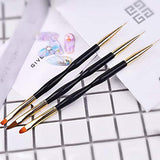 Set of 3Pcs Dual End Nail Art Brushes Nail Drawing Pen Gel Nails Painting Pen Nail Tool