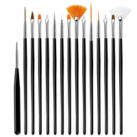 Set of 15Pcs Nail Art Brushes Nail Drawing Pen Gel Nails Painting Pen Nail Tool