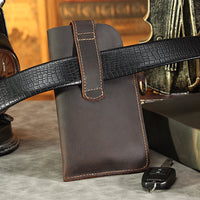 Multifunctional Leather Mobile Phone Belt Bag Waist Bag-Coffee