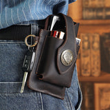 Multifunctional Leather Mobile Phone Belt Bag Waist Bag-Coffee