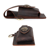 Multifunctional Leather Mobile Phone Belt Bag Waist Bag-Coffee