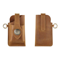 Multifunctional Leather Mobile Phone Belt Bag Waist Bag-Brown