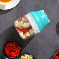 Cordless Electric Mini Garlic Chopper Kitchen Food Blender for Ginger Chili -Blue