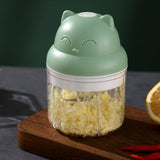 Cordless Electric Mini Garlic Chopper Kitchen Food Blender for Ginger Chili -Green