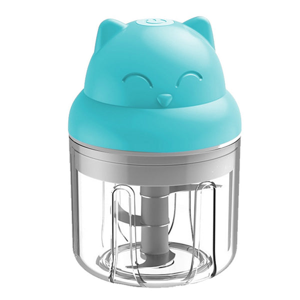 Cordless Electric Mini Garlic Chopper Kitchen Food Blender for Ginger Chili -Blue