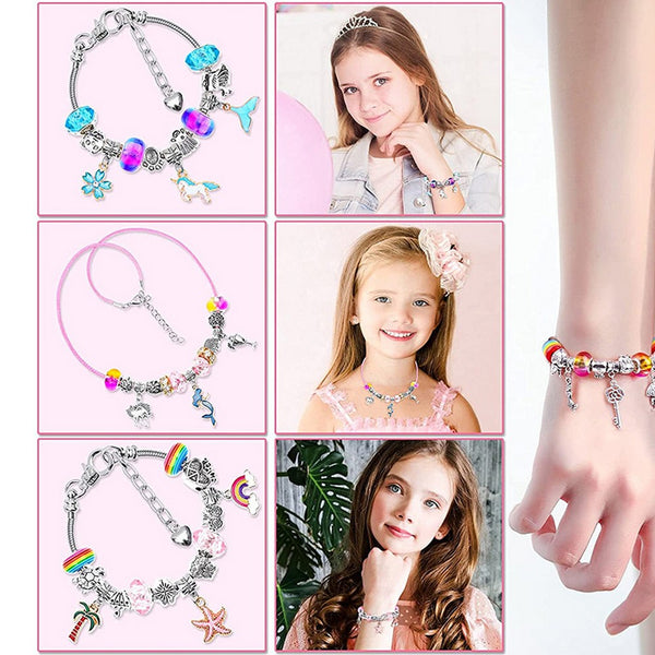 112pcs DIY Charm Jewelry Beads Crafts Bracelet Making Kit Gifts for Girls Xmas