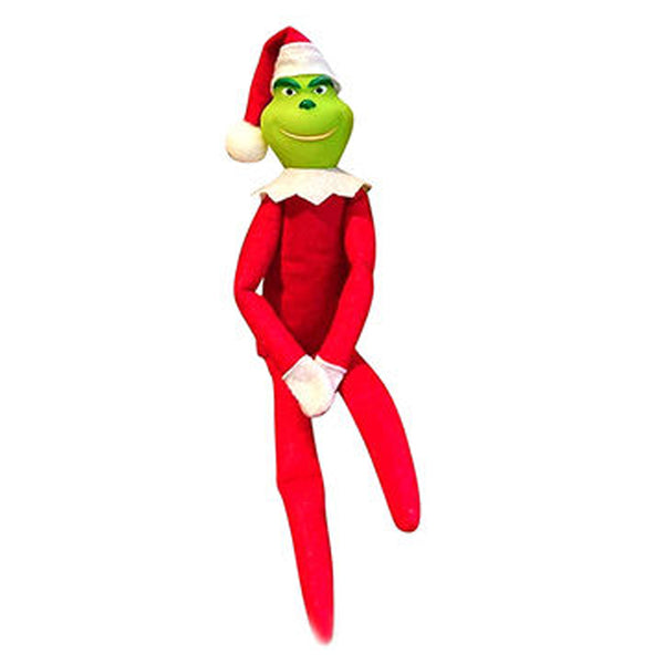 Christmas Grinch Doll Decorations Xmas Halloween Ornaments Pendant Plush Toy-Red