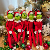 Christmas Grinch Doll Decorations Xmas Halloween Ornaments Pendant Plush Toy-Red