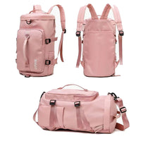 Large Capacity Travel Duffle Bag Sport Gym Backpack-Pink