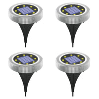 4 Pack 8LED Solar Power Ground Lights Outdoor Buried Garden Lawn Path Lamps - White Light