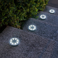 4 Pack 8LED Solar Power Ground Lights Outdoor Buried Garden Lawn Path Lamps - White Light