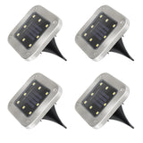 4 Pack Solar Powered LED Square Buried Inground Light Garden Outdoor Deck Path - Warm Light