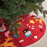 90cm Felt Christmas Tree Skirt with 23 DIY Ornaments Kit Xmas Home Decor -Red