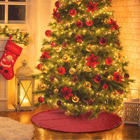 Sequin Christmas Tree Skirt Christmas Tree Decorations Xmas Home Decor -Red