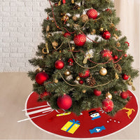 90cm Felt Christmas Tree Skirt with 23 DIY Ornaments Kit Xmas Home Decor -Red