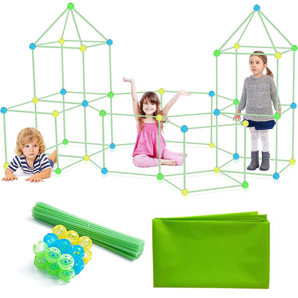 Set of 121Pcs DIY Kids Tent Fort Building Toys Kit Build Educational Learning Toy