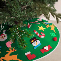 90cm Felt Christmas Tree Skirt with 23 DIY Ornaments Kit Xmas Home Decor -Green