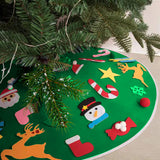 90cm Felt Christmas Tree Skirt with 23 DIY Ornaments Kit Xmas Home Decor -Green