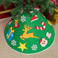 90cm Felt Christmas Tree Skirt with 23 DIY Ornaments Kit Xmas Home Decor -Green