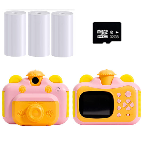 4000W Pixel Kids Instant Print Camera Photo Paper Set with 32GB Card-Pink