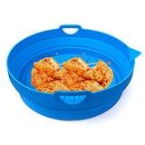 Foldable Air Fryer Silicone Pot Oven Baking Tray Pan Air Fryer Liner Blue