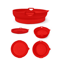 Foldable Air Fryer Silicone Pot Oven Baking Tray Pan Air Fryer Liner Red