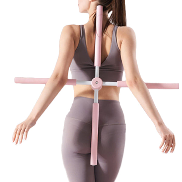 Pilates Yoga Stick Stretching Tool Back Brace Straightener Posture Corrector Stick for Adult Kids Pink