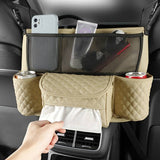 Car Handbag Purse Holder Between Seats Car Consoles Storage Bag Car Seat Barrier-Beige