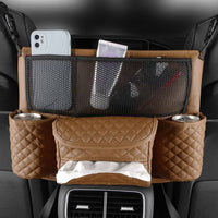 Car Handbag Purse Holder Between Seats Car Consoles Storage Bag Car Seat Barrier-Brown