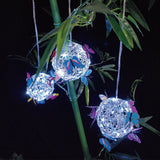 Set of 2 Pcs Hanging Solar Butterfly Pendant Ball Light Mesh Orb Lamp Garden Décor-White