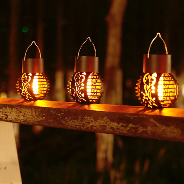 4Pcs Solar Flickering Flame Lantern Lamp Outdoor Hanging LED Lamp Decorative Lights