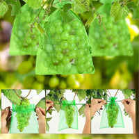 20pcs Fruit Net Bags Garden Vegetable Protection Drawstring Mesh Insect Proof-S