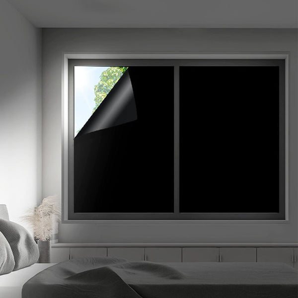 200x40cm Black Total Blackout Matte Window Privacy Film Static Window Cling Sticker Light Blocking Window Film