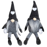 2Pcs Sitting Drinking Coffee Plush Gnome Dolls Windowsill Tabletop Figurine-Black