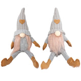 2Pcs Sitting Drinking Coffee Plush Gnome Dolls Windowsill Tabletop Figurine-Grey