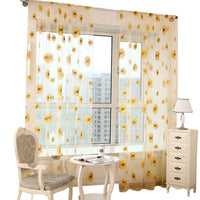 Pair of Floral Sunflower Window Curtains Voile Curtains Room Door Curtain Sheer Panel Home Decor