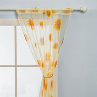 Pair of Floral Sunflower Window Curtains Voile Curtains Room Door Curtain Sheer Panel Home Decor