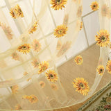 Pair of Floral Sunflower Window Curtains Voile Curtains Room Door Curtain Sheer Panel Home Decor