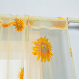 Pair of Floral Sunflower Window Curtains Voile Curtains Room Door Curtain Sheer Panel Home Decor