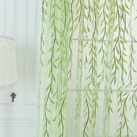 Pair of Willow Curtains Voile Tulle Curtains Room Door Curtain Sheer Panel Home Decor Green