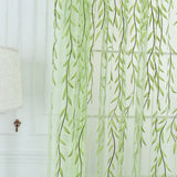 Pair of Willow Curtains Voile Tulle Curtains Room Door Curtain Sheer Panel Home Decor Green