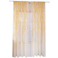 Pair of Willow Curtains Voile Tulle Curtains Room Door Curtain Sheer Panel Home Decor Yellow