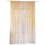 Pair of Willow Curtains Voile Tulle Curtains Room Door Curtain Sheer Panel Home Decor Yellow