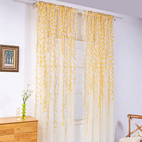 Pair of Willow Curtains Voile Tulle Curtains Room Door Curtain Sheer Panel Home Decor Yellow