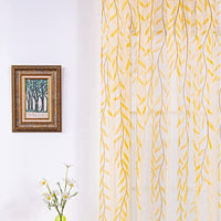 Pair of Willow Curtains Voile Tulle Curtains Room Door Curtain Sheer Panel Home Decor Yellow