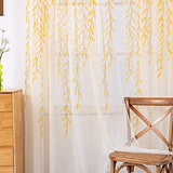 Pair of Willow Curtains Voile Tulle Curtains Room Door Curtain Sheer Panel Home Decor Yellow